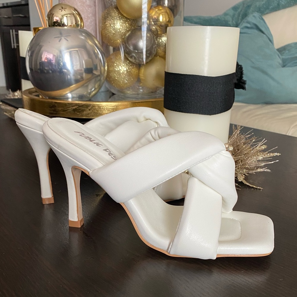 NWOT Square Toe Puffy Mules Heels NWOT